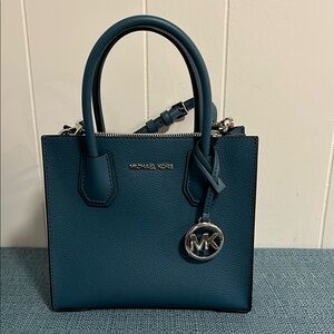 Michael Kors Blue Satchel with Signature MK Hardware